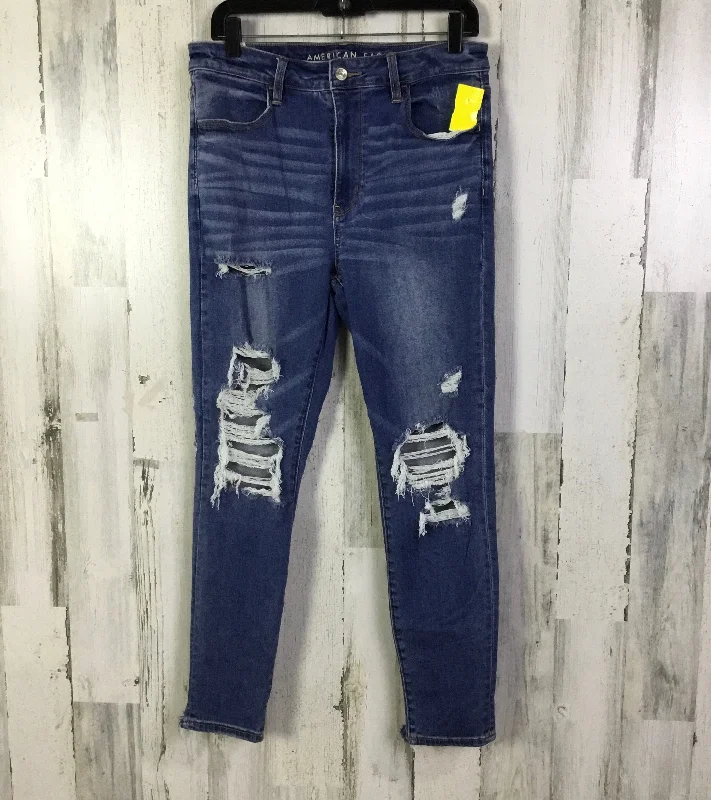 Jeans Skinny By American Eagle In Blue Denim, Size: 12