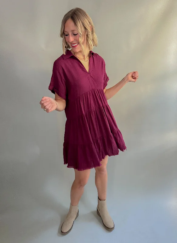 The Parker Collar Dress (Maroon)