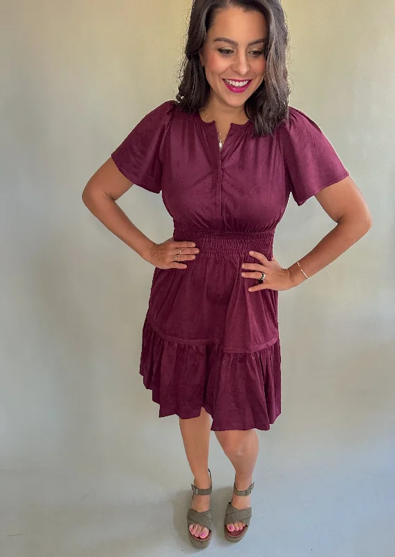 The Tayte Suede Dress (Wine)