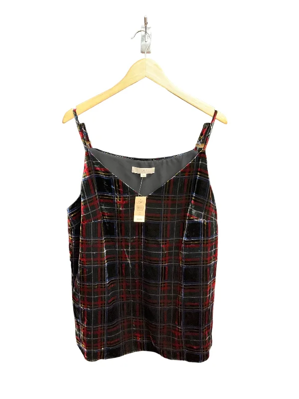 Plaid Pattern Top Sleeveless Loft, Size Xl