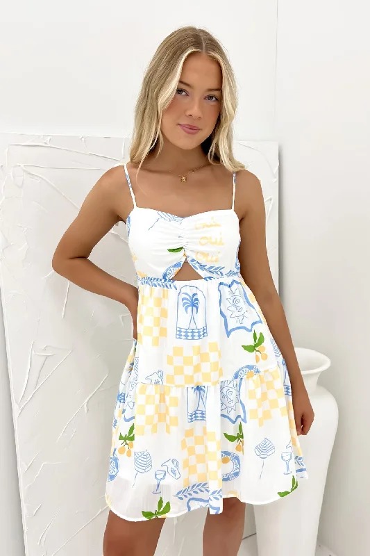 Lilli Mini Dress Blue Yellow Holiday