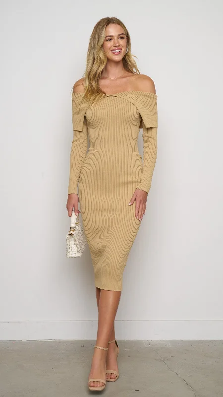 Janene Midi Dress in Khaki