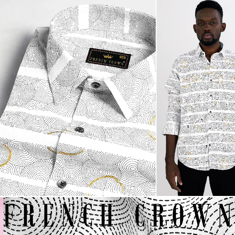 Bright White and Black with Urobilin Brown Hand Painted Super Soft Premium Cotton Designer Shirt