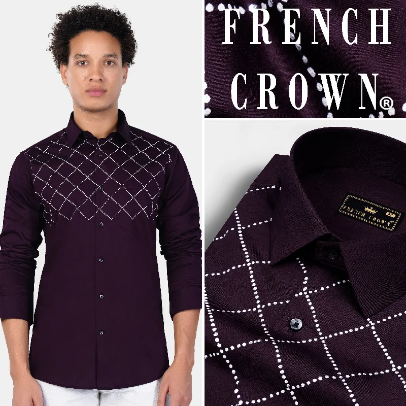 Eclipse Maroon Criss Cross Hand Painted Subtle Sheen Super Soft Premium Cotton Designer Shirt