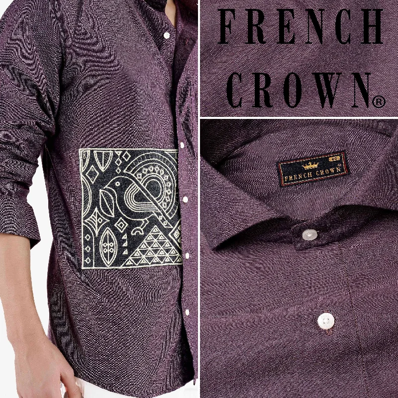 Matterhorn Purple Tribal Patchwork Chambray Designer Shirt