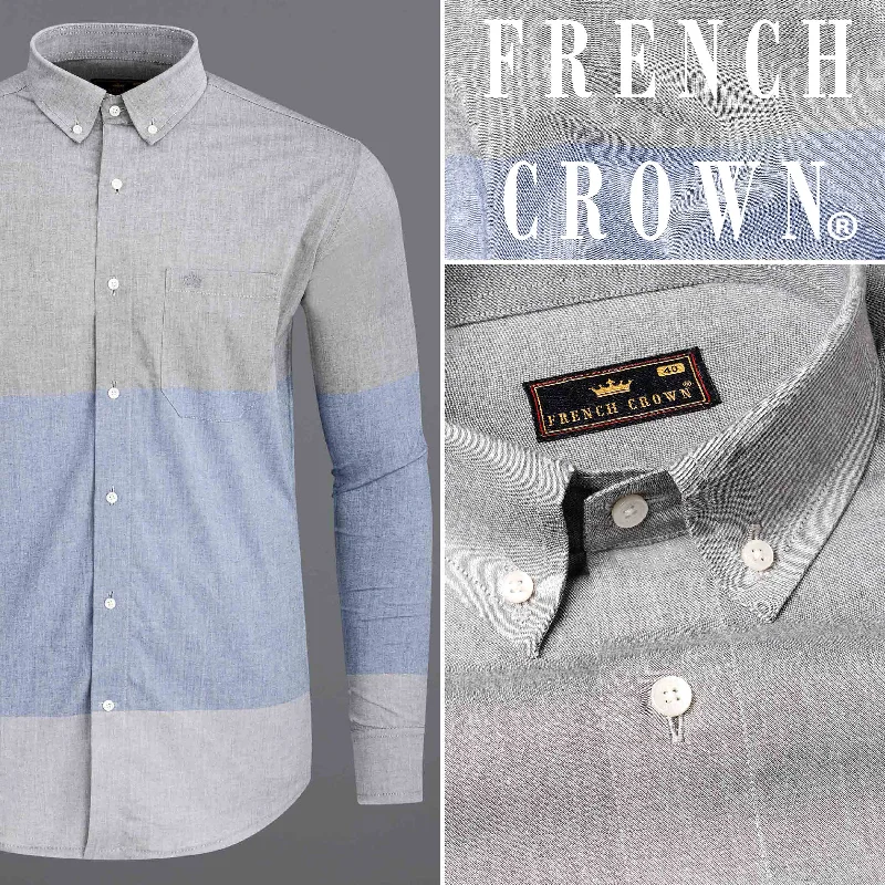 Silver Sand and Cadet Blue Premium Cotton Shirt