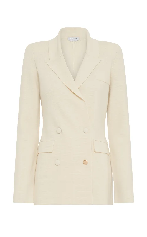 Bowen Knit Jacket in Ivory Merino Wool Cashmere