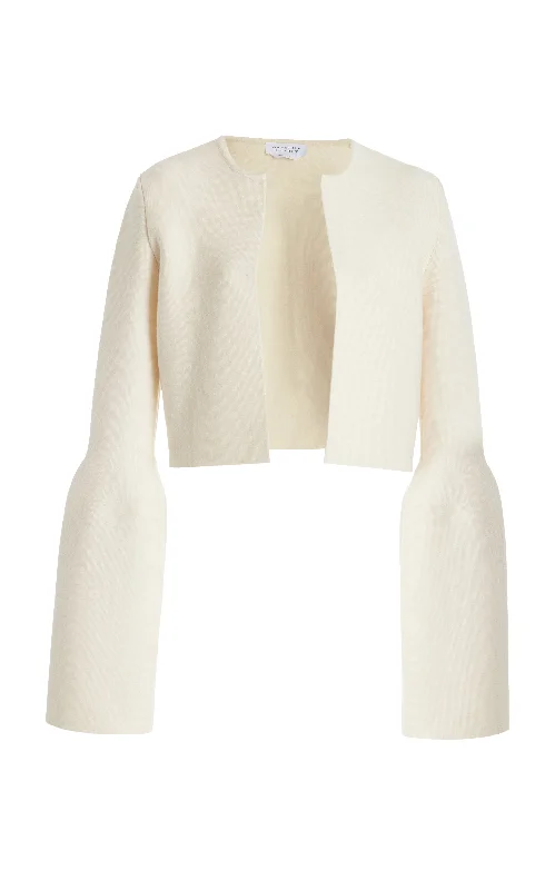 Katlin Knit Jacket in Ivory Merino Wool