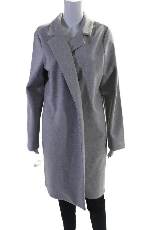 Renuar Womens Classic Lapel Open Front Coat Heather Gray