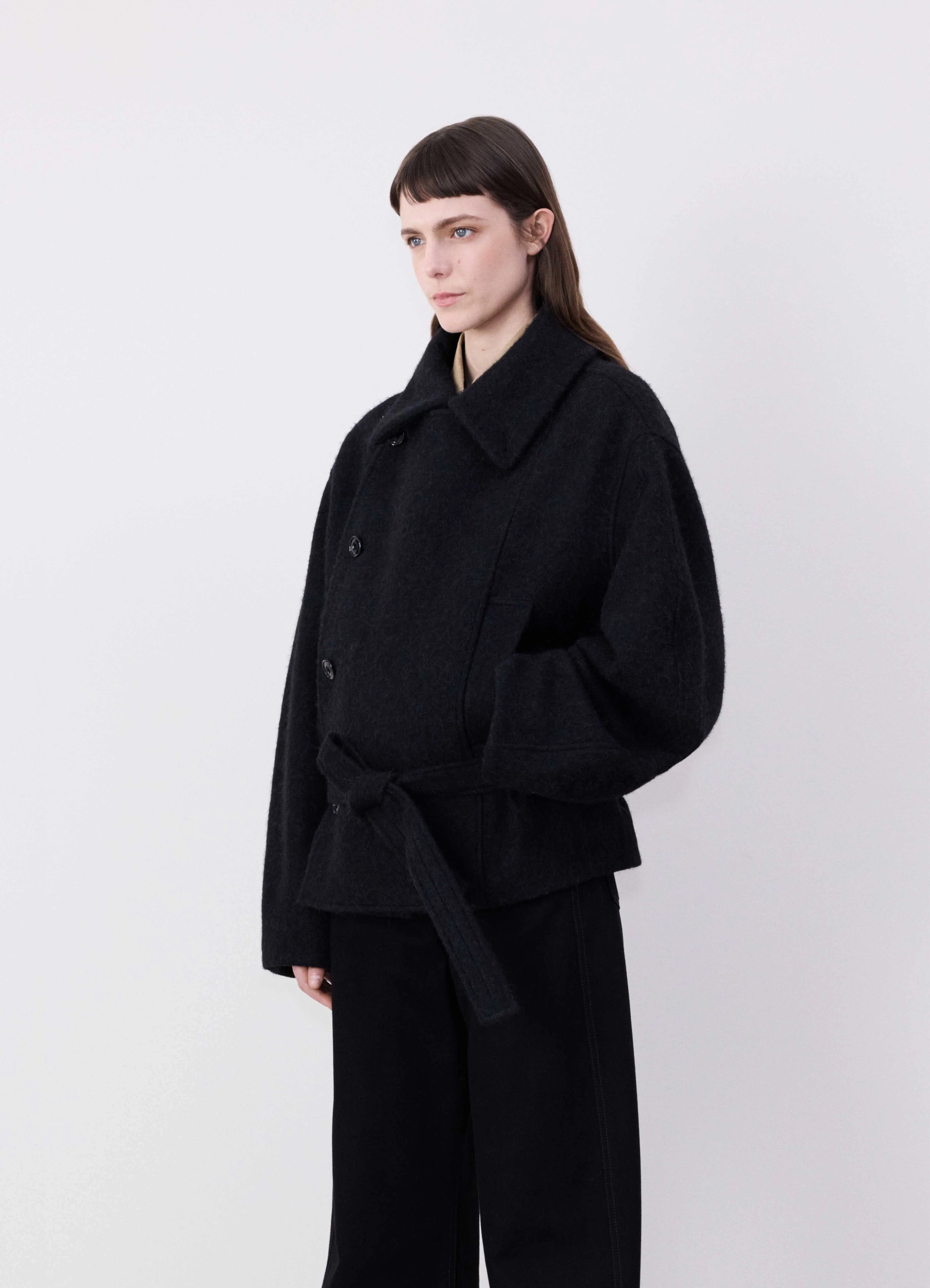 SHORT ASYMMETRICAL BATHROBE COAT