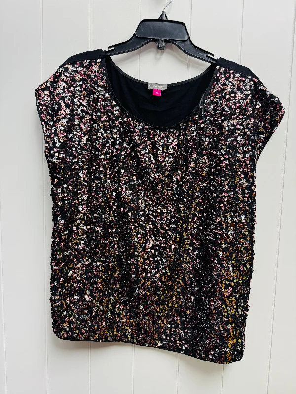 Top Short Sleeve By Vince Camuto In Black & Pink, Size: L