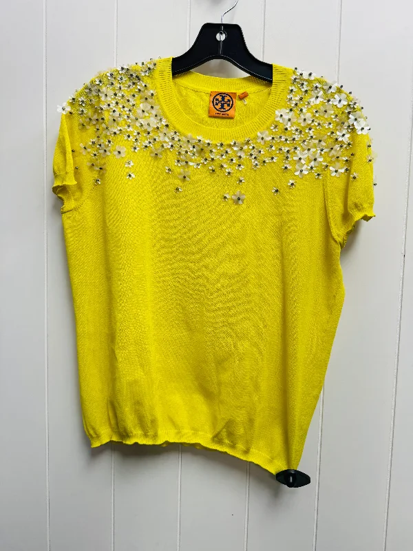 Top Short Sleeve Designer By Tory Burch In Yellow, Size: S