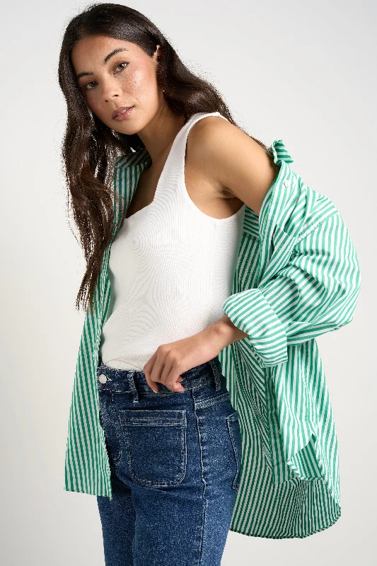 You Got This Green Stripe Poplin Oversized Shirt